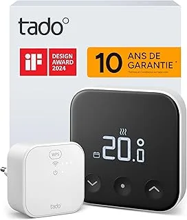 tado° Smart Thermostat X, kit de démarrage, thermostat câblé et Bridge X, commande via une application et une enceinte connectée (Alexa, Siri, Google Assistant), pas compatible avec tado° V3+